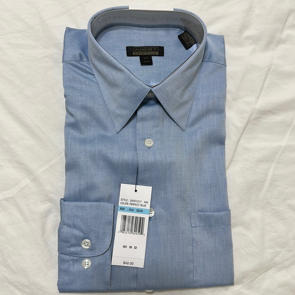 NWT Axist Shirt 15-1/2, 32/33 Perfect Blue shirt